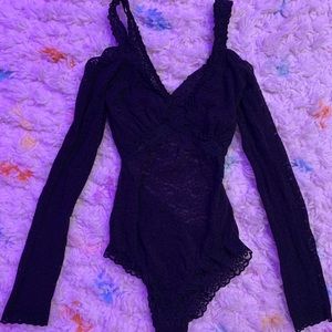 VS black cutout back lace bodysuit